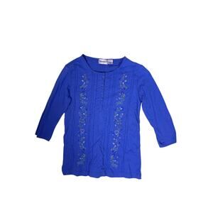 Shenanigans Floral Embroidered Shirt Womens Small Cottagecore Grandmacore